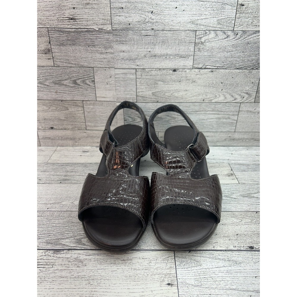 SAS Shoes Womens Size 6.5W Croc Embossed Leather Sandals Tripad Comfort Made USA